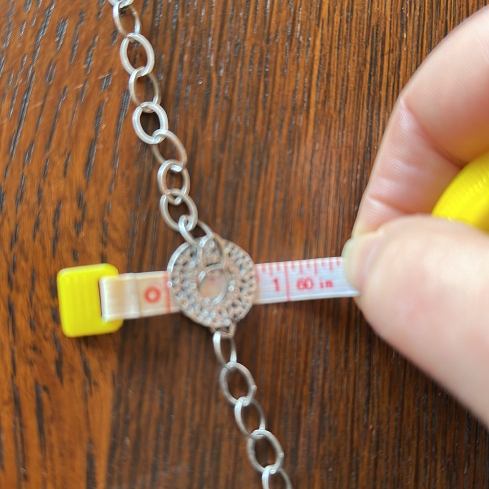 Stamped silver Silpada large link chain necklace w floating hammered pendant - Picture 11 of 11